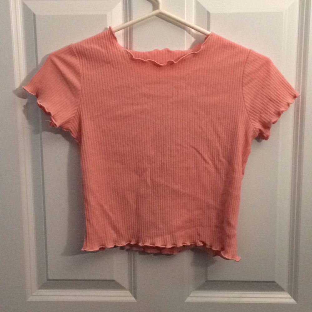 pink lettuce hem crop top